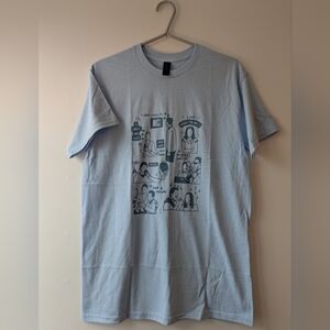 The Office Dinner Party Print Short Sleeve T-Shirt Size M Unisex. Light Blue